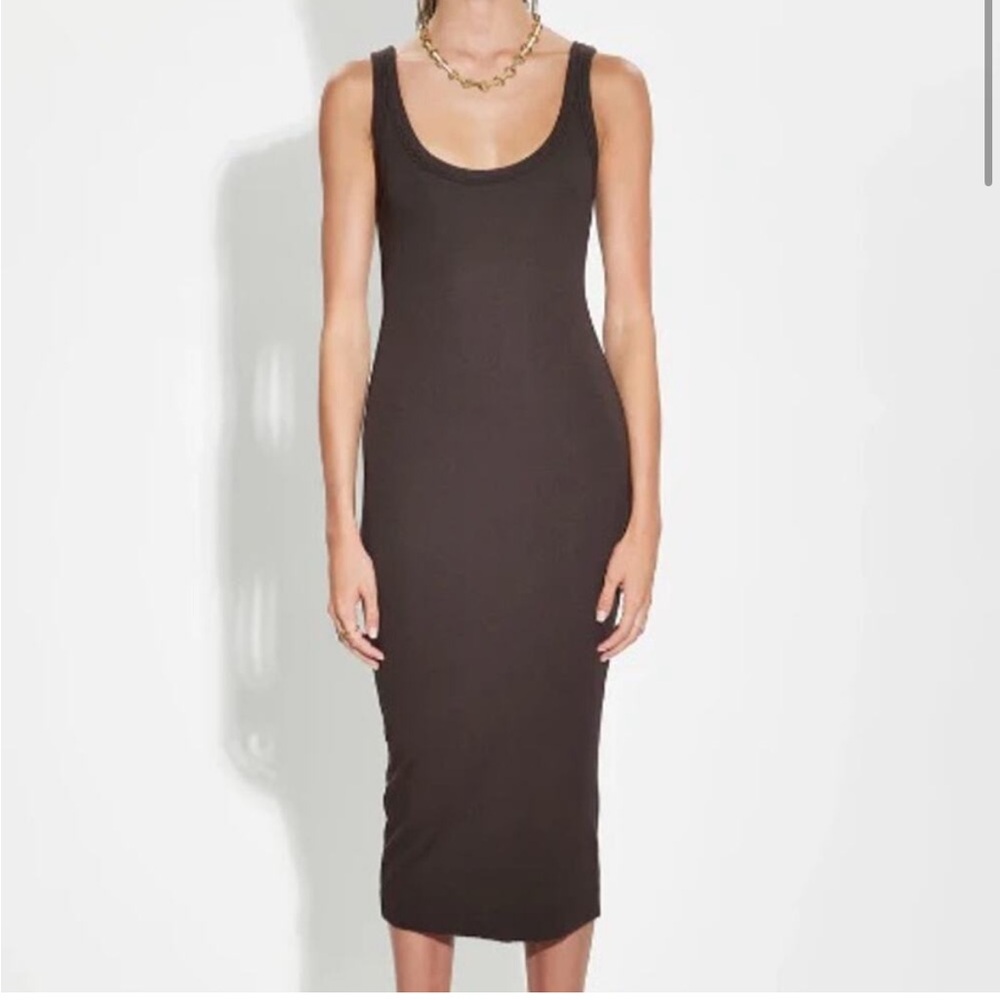 Cotton Citizen Verona Ribbed Midi Dress Espresso - Picture 3 of 4